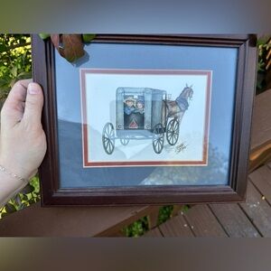 Framed/signed FREIMAN STOLTZFUS Children in aHorse and Buggy Art Print